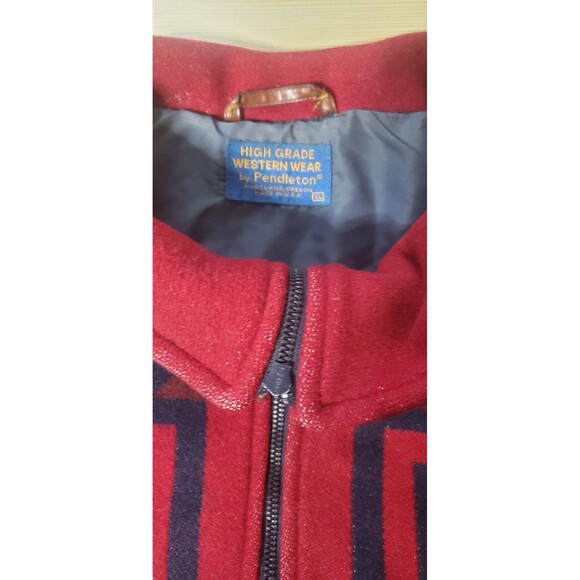 VTG Pendleton High Grade Western Wear Men’s XL Red Aztec Wool Bomber Jacket - Picture 3 of 12